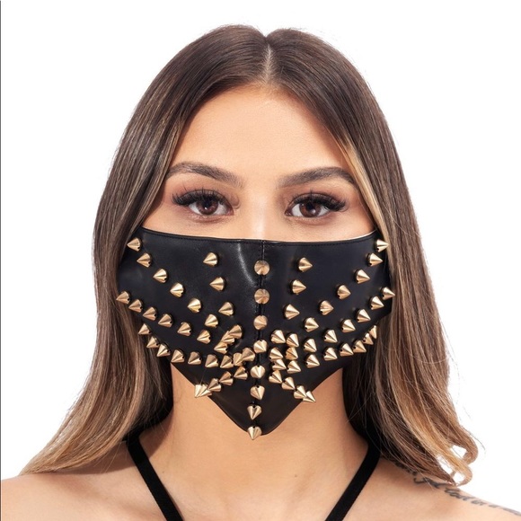Cape Robbin Accessories - Faux Black Leather Spiked Face Mask